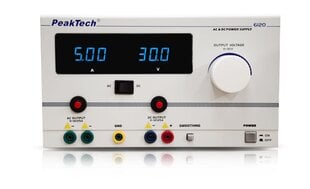 PeakTech® P 6120 AC/DC laboratorinis maitinimo šaltinis 0 - 30 V/5 A kaina ir informacija | Maitinimo šaltiniai | pigu.lt