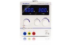 Skaitmeninis laboratorinis maitinimo šaltinis PeakTech® P 6140, 0-30 V / 0-5 A DC kaina ir informacija | Maitinimo šaltiniai | pigu.lt