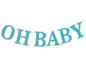 Гирлянда из бумаги «Oh Baby», светло-голубой, 300 x 16 см, QT-GOBN цена и информация | Праздничные декорации | pigu.lt