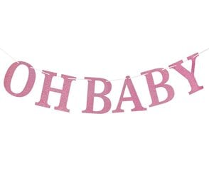 Гирлянда из бумаги «Oh Baby», светло-розовый, 300 x 16 см, QT-GOBR цена и информация | Праздничные декорации | pigu.lt