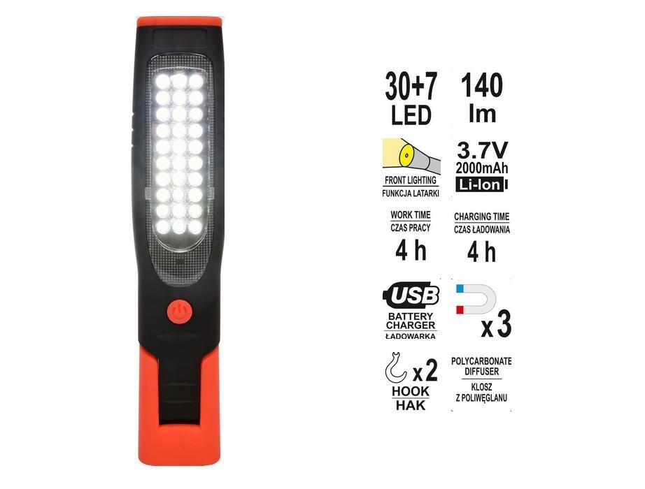 Prožektorius Yato 08507, 30+7 LED kaina ir informacija | Žibintuvėliai, prožektoriai | pigu.lt