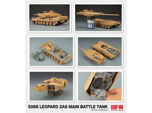 Конструктор Rye Field Model - Leopard 2A6 with Full Interior, 1/35, RFM-5066 цена и информация | Конструкторы и кубики | pigu.lt