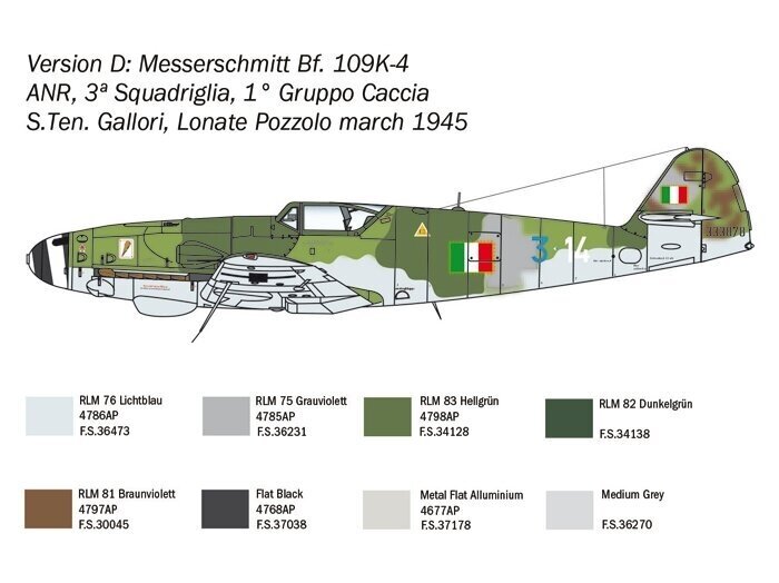 Surenkamas modelis Italeri, Messerschmitt Bf 109 K-4, 1/48, 2805 цена и информация | Konstruktoriai ir kaladėlės | pigu.lt