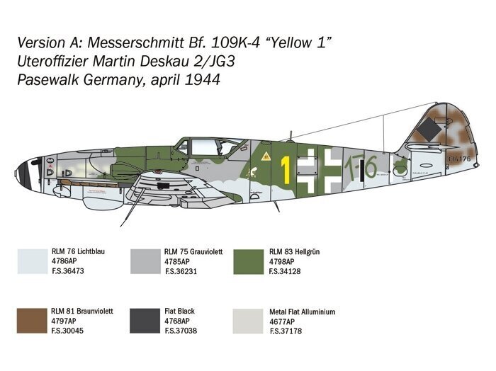 Surenkamas modelis Italeri, Messerschmitt Bf 109 K-4, 1/48, 2805 цена и информация | Konstruktoriai ir kaladėlės | pigu.lt