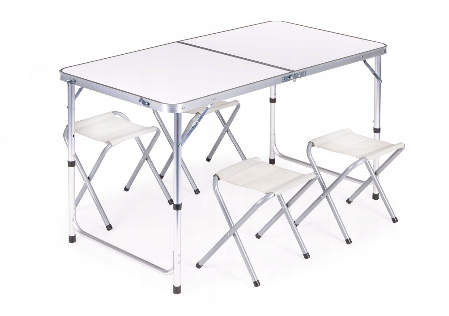 Turistinis stalas ir 4 kėdės, 119,5x60 cm, baltas kaina ir informacija | Turistiniai baldai | pigu.lt