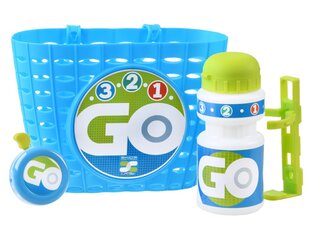 Mėlynas rinkinys: krepšelis, varpelis, vandens butelis GO SP0619 цена и информация | Игрушки для песка, воды, пляжа | pigu.lt