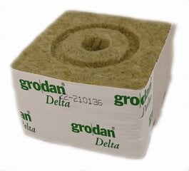 Кубик - субстрат Grodan Rockwool 100x100x65 мм, ø20 мм цена и информация | Вазоны для рассады и пересадки | pigu.lt