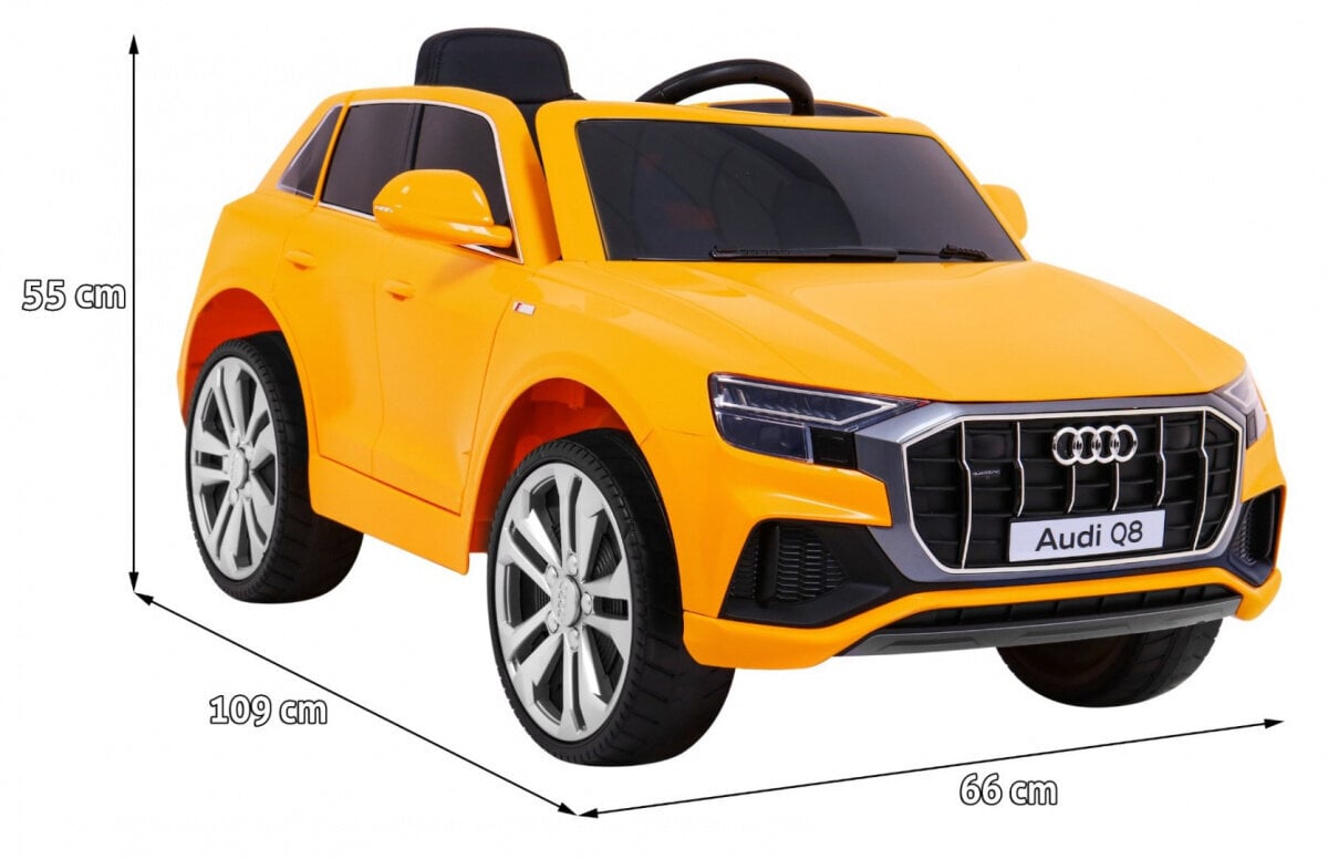 Vienvietis vaikiškas elektromobilis Audi Q8, Geltonas kaina ir informacija | Elektromobiliai vaikams | pigu.lt