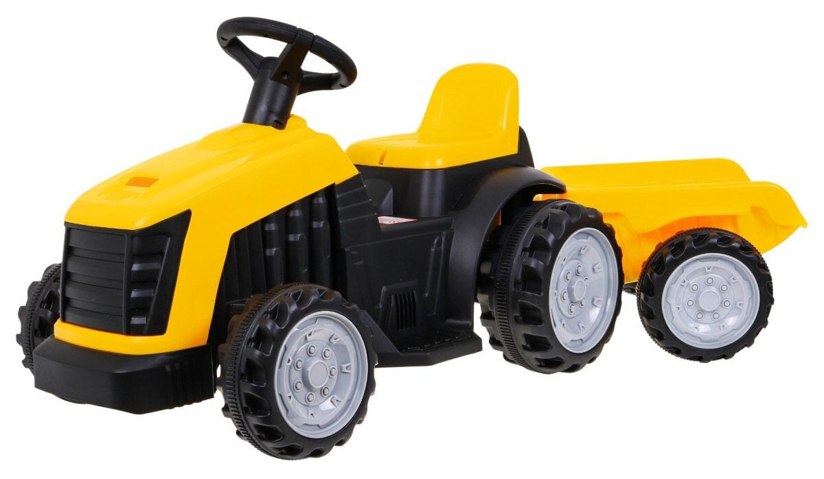 Vienvietis vaikiškas elektrinis traktorius su priekaba ST TR1908T, geltonas цена и информация | Elektromobiliai vaikams | pigu.lt