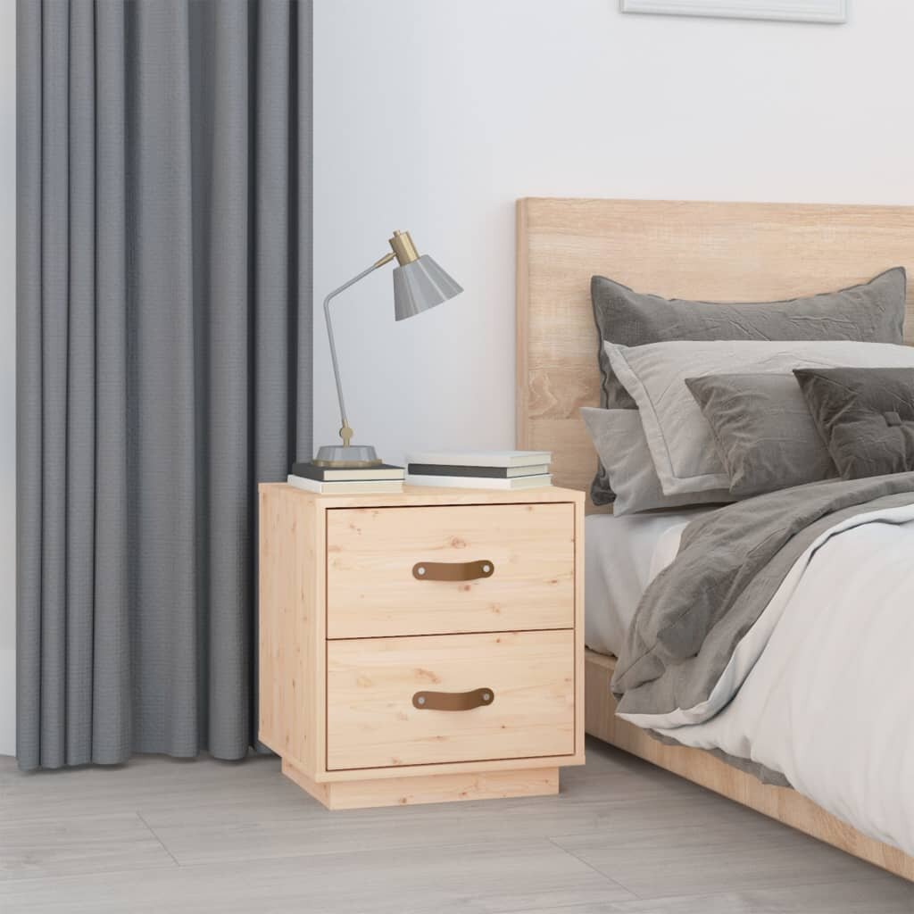 vidaXL Naktinės spintelės, 2vnt., 40x34x45cm, pušies medienos masyvas kaina ir informacija | Spintelės prie lovos | pigu.lt