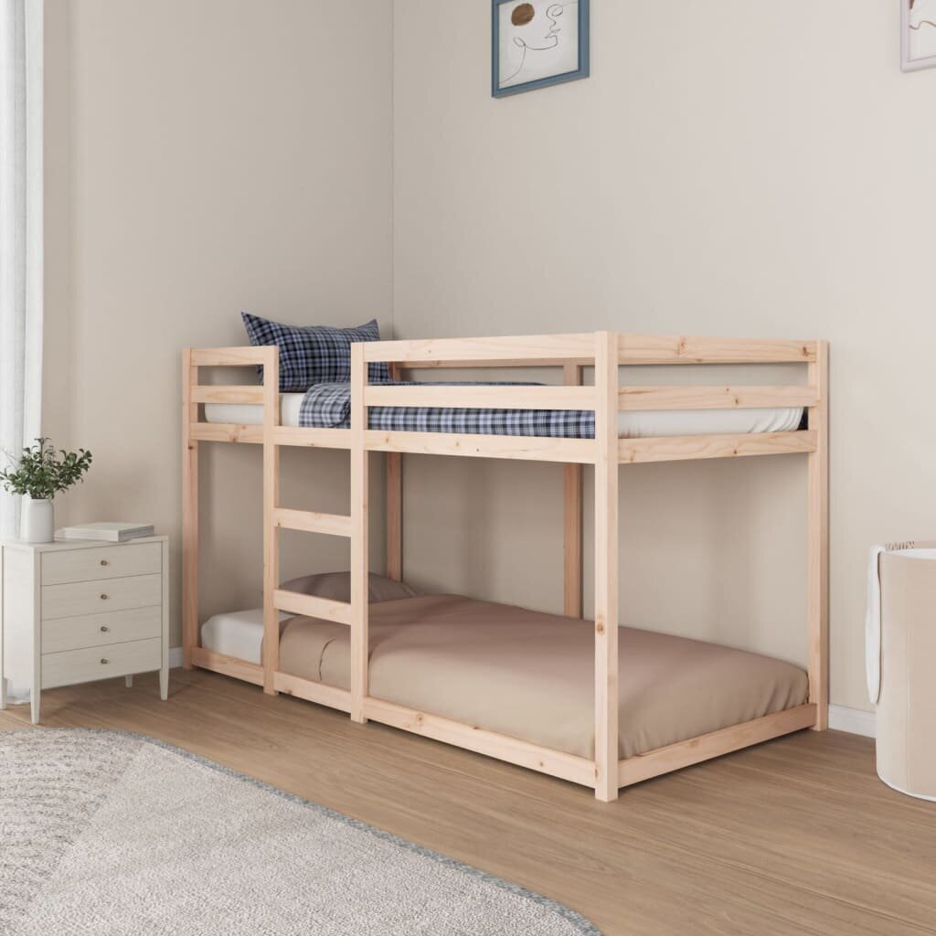 Dviaukštė lova, Pušies medienos masyvas, 90x190cm kaina ir informacija | Vaikiškos lovos | pigu.lt