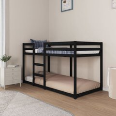 Dviaukštė lova, Pušies medienos masyvas, 90x190cm, juoda цена и информация | Детские кровати | pigu.lt