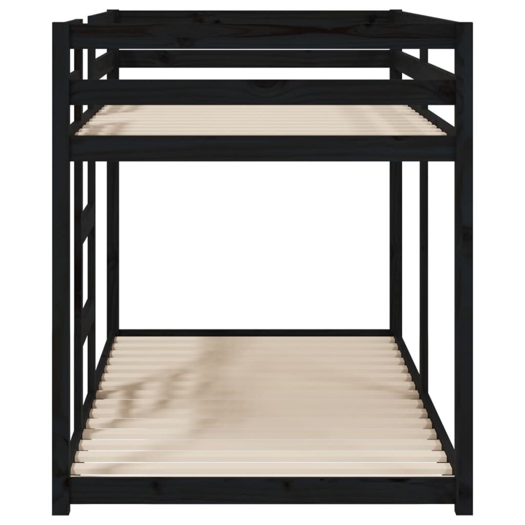 Dviaukštė lova, Pušies medienos masyvas, 90x190cm, juoda kaina ir informacija | Vaikiškos lovos | pigu.lt