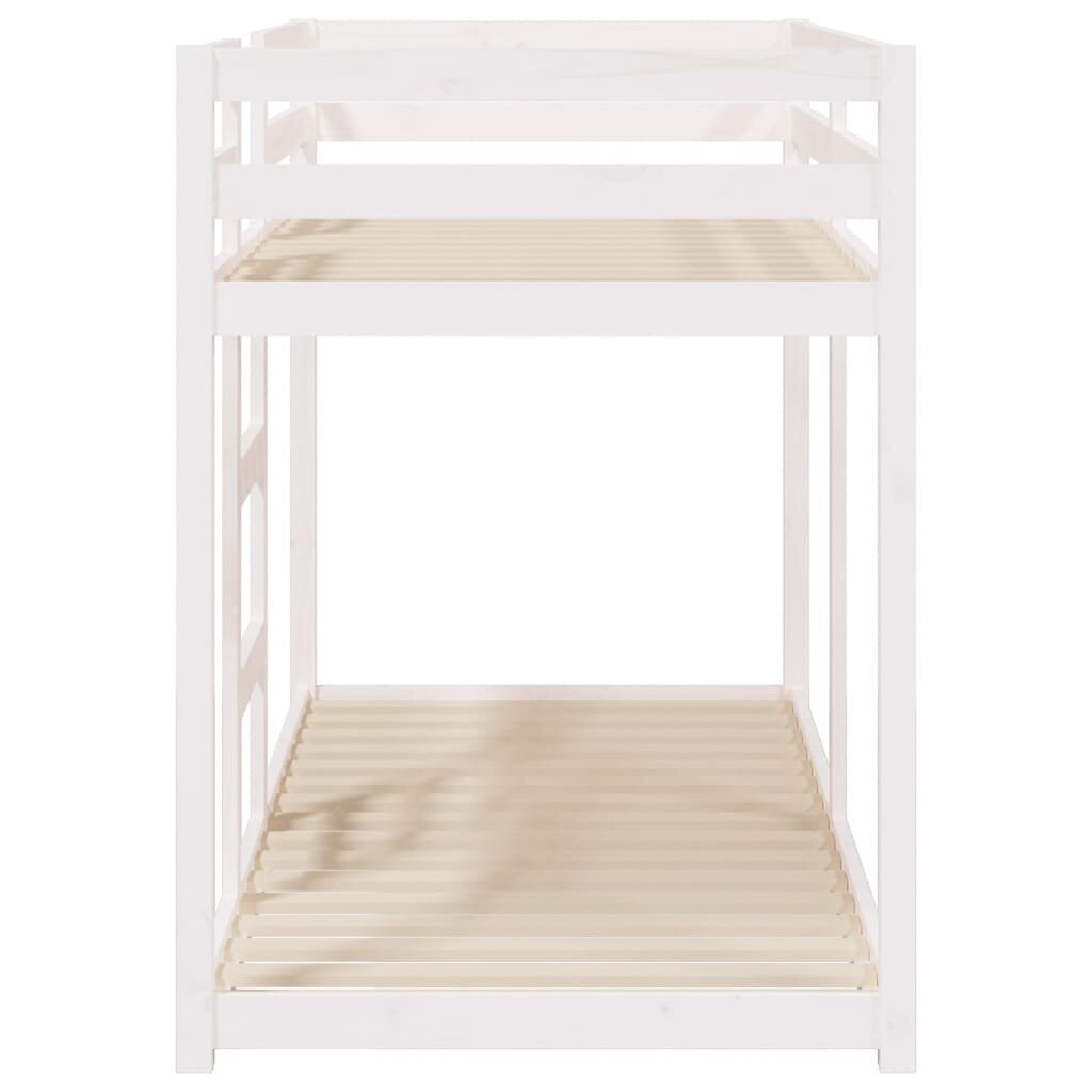 Dviaukštė lova, Pušies medienos masyvas, 75x190cm, balta kaina ir informacija | Vaikiškos lovos | pigu.lt