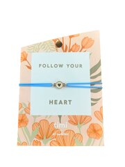 Синий браслет с сердечком "Follow your heart" цена и информация | Женский браслет | pigu.lt