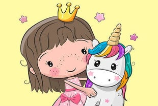 Алмазная мозаика 30x40 cm.  "Princess with a Small Unicorn" цена и информация | Алмазная мозаика | pigu.lt