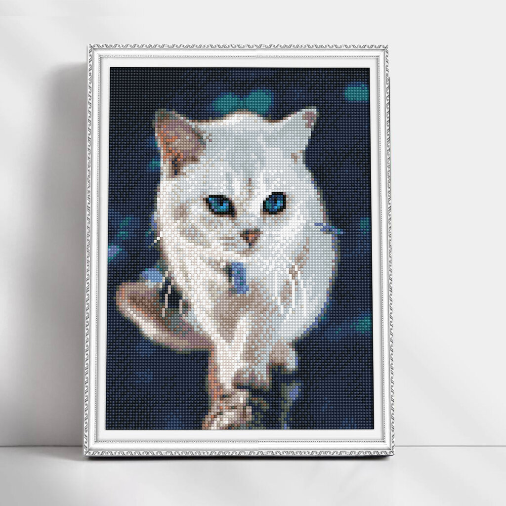 Deimantinės mozaikos rinkinys Mėlynakė pūkuota katytė, 30x40 cm цена и информация | Deimantinės mozaikos | pigu.lt