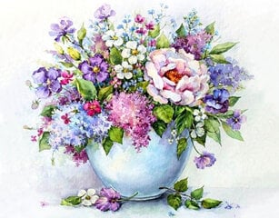 Алмазная мозаика 40x50 cm.  "Delicate flowers in a white vase" цена и информация | Алмазная мозаика | pigu.lt