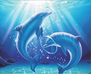 Deimantinė mozaika su rėmeliu TM Varvikas Playing Dolphins LG223e 40x50 cm kaina ir informacija | Deimantinės mozaikos | pigu.lt