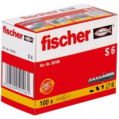 Шипы Fischer S6 50106, 100 шт., 6 x 40 мм цена и информация | Механические инструменты | pigu.lt