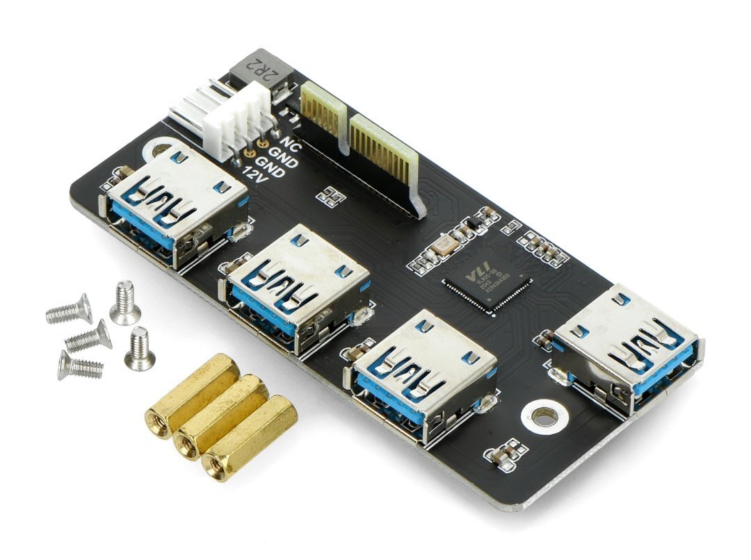 PCIe į USB 3.2 adapteris HUB 4x USB - suderinamas su Raspberry Pi CM4 - Waveshare 18899 kaina ir informacija | Atviro kodo elektronika | pigu.lt