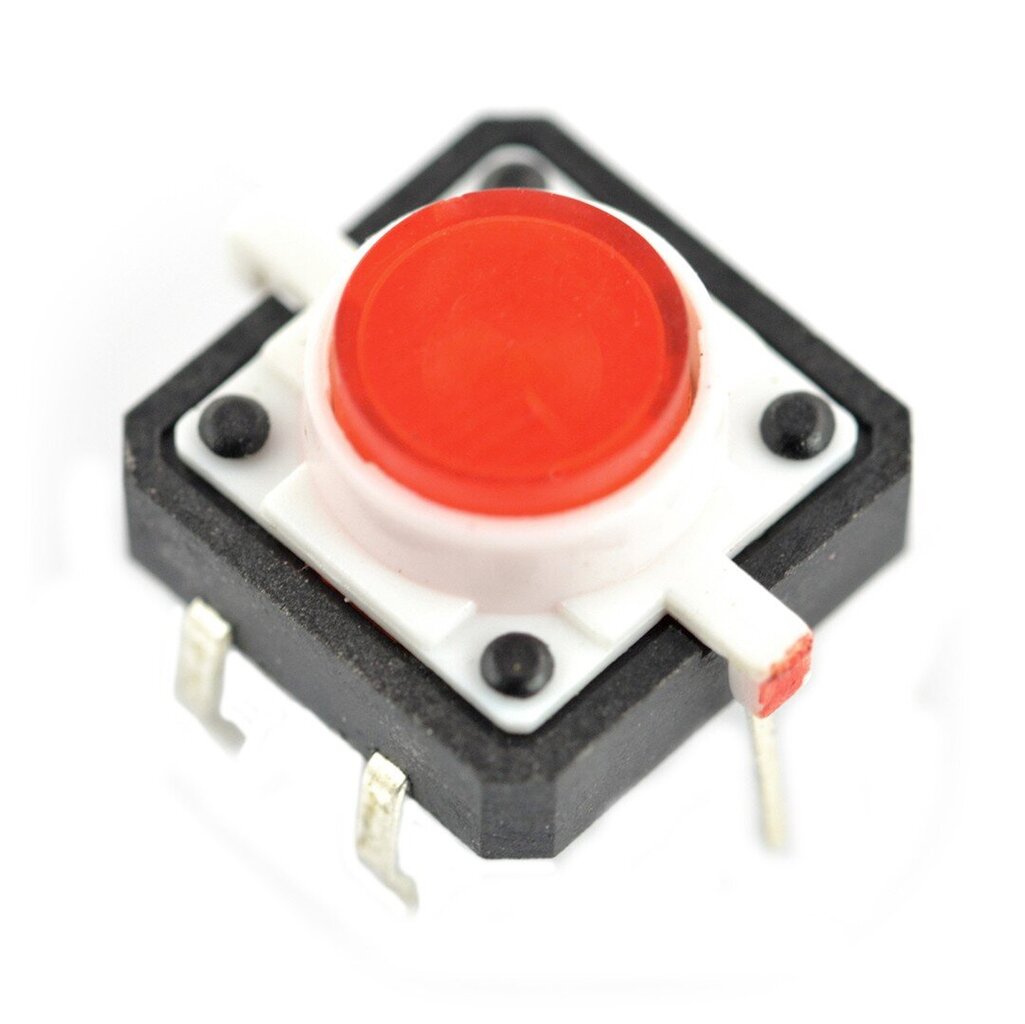 Taktinis mygtukas 12x12, 7mm THT 6 kontaktų - raudonas apšvietimas - 5 vnt kaina ir informacija | Atviro kodo elektronika | pigu.lt