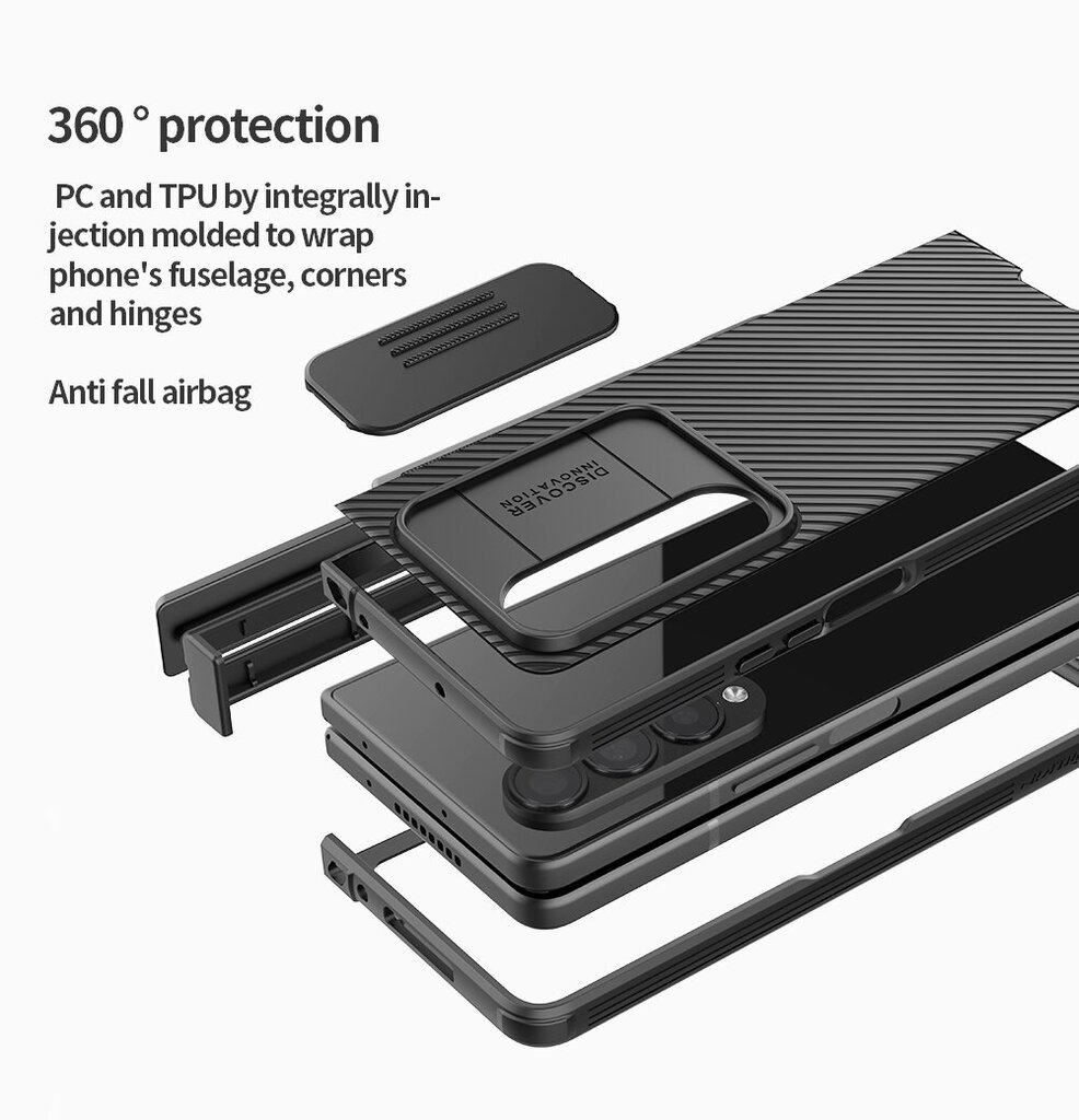 Nillkin CamShield PRO Slot+Stand Hard Case skirtas Samsung Galaxy Z Fold 4 5G, juodas kaina ir informacija | Telefono dėklai | pigu.lt