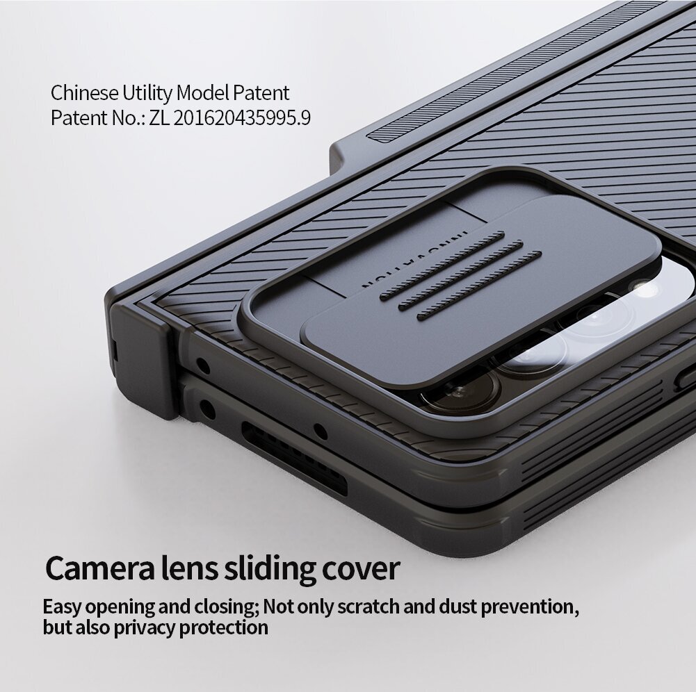 Nillkin CamShield PRO Slot+Stand Hard Case skirtas Samsung Galaxy Z Fold 4 5G, juodas kaina ir informacija | Telefono dėklai | pigu.lt