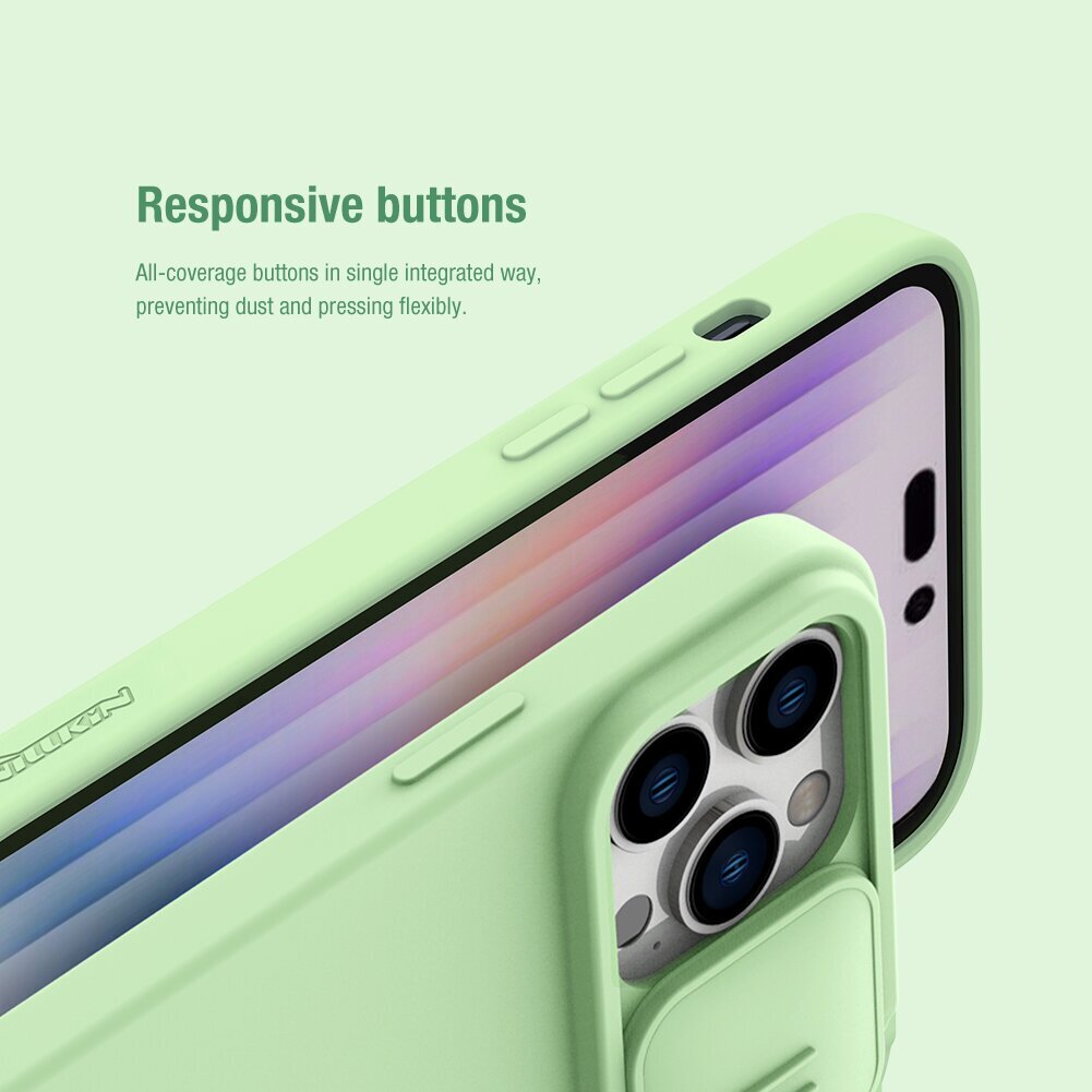 Nillkin CamShield Silky Apple iPhone 14 Pro Max Green kaina ir informacija | Telefono dėklai | pigu.lt