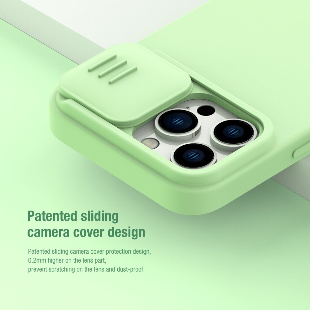 Nillkin CamShield Silky Apple iPhone 14 Pro Max Green kaina ir informacija | Telefono dėklai | pigu.lt