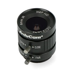 Plataus kampo CS tvirtinimo objektyvas 6mm, rankinis fokusavimas, skirtas Raspberry Pi HQ kamerai, ArduCam LN037 kaina ir informacija | Atviro kodo elektronika | pigu.lt