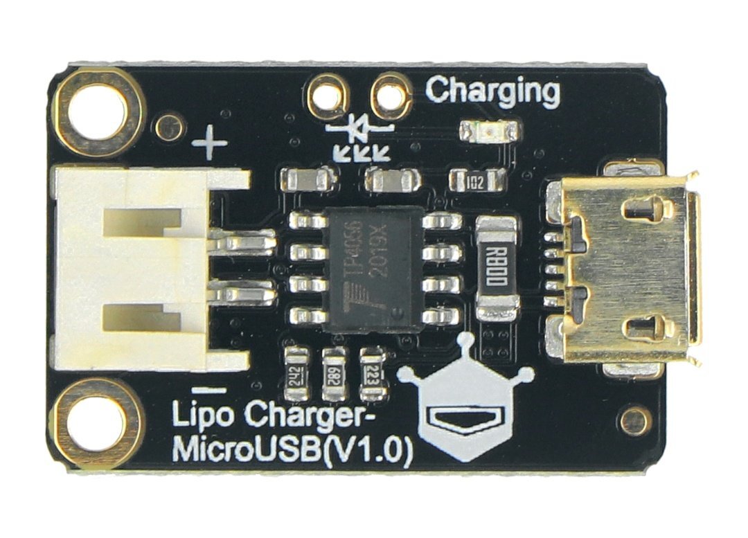 Lipo įkroviklis, Li-Pol baterijų įkrovimo modulis per microUSB, DFRobot DFR0667 kaina ir informacija | Atviro kodo elektronika | pigu.lt