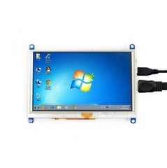 Waveshare varžinis Lietimui Jautrus Ekranas Raspberry Pi 3B+/3B/2B/B+ mikrokompiuteriui - LCD TFT 5" 800x480px HDMI + USB kaina ir informacija | Atviro kodo elektronika | pigu.lt