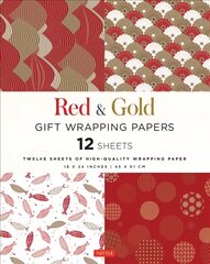 Red & Gold Gift Wrapping Papers - 12 Sheets: 18 x 24 inch 45 x 61 cm Wrapping Paper kaina ir informacija | Knygos apie sveiką gyvenseną ir mitybą | pigu.lt