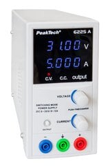 Цифровой источник питания DC 0 - 30 В / 0 - 5 A PeakTech® P 6225 A цена и информация | Источник питания | pigu.lt