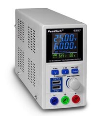 Источник питания постоянного тока 0-60 В / 0-6 А с 2 x USB PeakTech® P 6227 цена и информация | Источник питания | pigu.lt