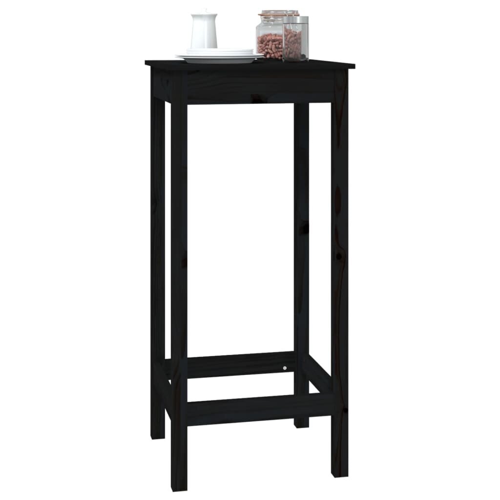 Baro stalas, Pušies medienos masyvas, 50x50x110cm, juoda kaina ir informacija | Virtuvės ir valgomojo stalai, staliukai | pigu.lt
