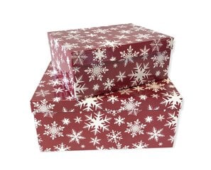 Dovanų dėžutė 25 x 18 x 10,5 cm, Nr5, spalva: tamsiai raudona, snaigės (115419) 7265 kaina ir informacija | Kalėdinės dekoracijos | pigu.lt