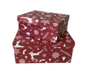 Dovanų dėžutė 35 x 28 x 15,5 cm, Nr10, spalva: tamsiai raudona (115402) 7210 kaina ir informacija | Kalėdinės dekoracijos | pigu.lt