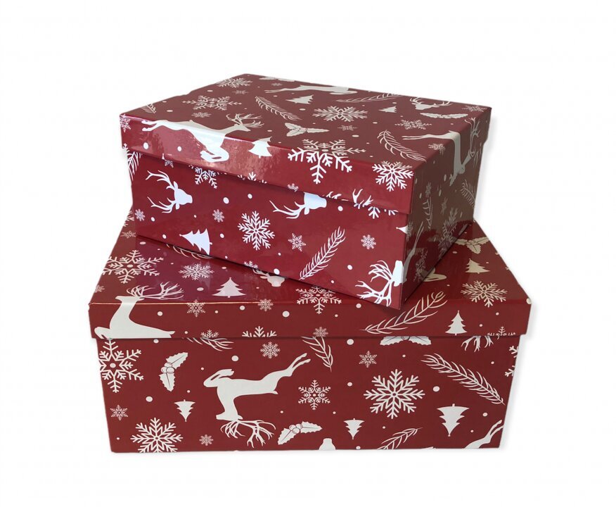 Dovanų dėžutė 33 x 26 x 14,5 cm, Nr9, spalva: tamsiai raudona (115402) 7203 kaina ir informacija | Kalėdinės dekoracijos | pigu.lt