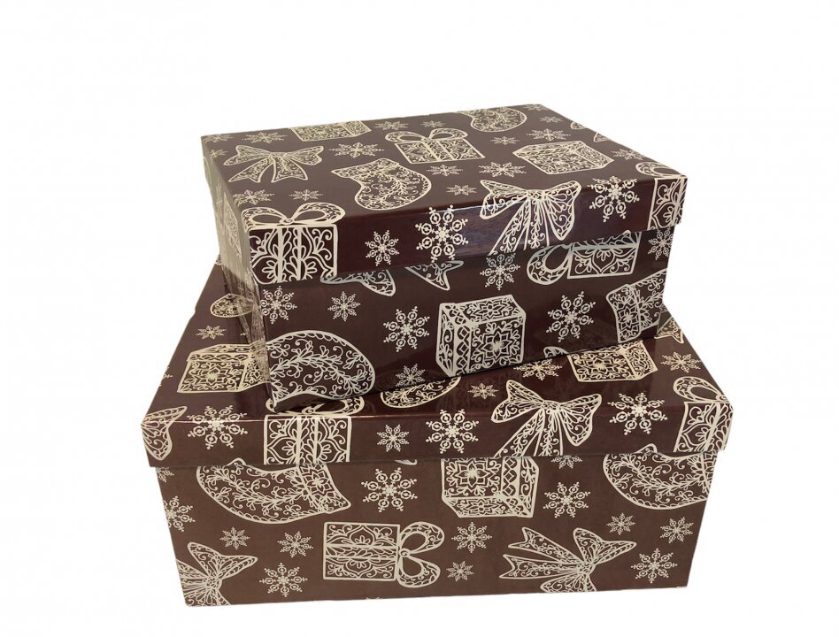 Dovanų dėžutė 21 x 14 x 8,5 cm, Nr3, spalva: kaštoninė (115303) 7098 kaina ir informacija | Kalėdinės dekoracijos | pigu.lt