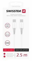 Swissten Power Delivery Data Cable Кабель передачи данных USB-C на USB-C 5A (100W) 2.5m цена и информация | Кабели для телефонов | pigu.lt