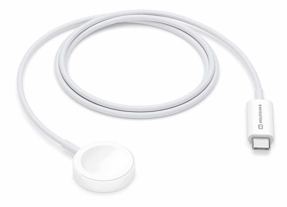 Swissten Wireless Charger USB-C White цена и информация | Išmaniųjų laikrodžių ir apyrankių priedai | pigu.lt