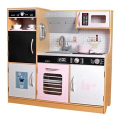 Vaikiška medinė virtuvėlė su priedais Enero Toys, rožinė, 87x30x83,5 cm kaina ir informacija | Žaislai mergaitėms | pigu.lt