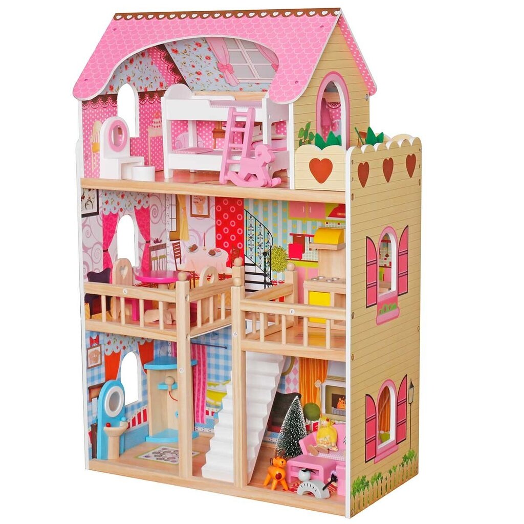 Medinis lėlių namelis su apšvietimu Enero цена и информация | Žaislai mergaitėms | pigu.lt