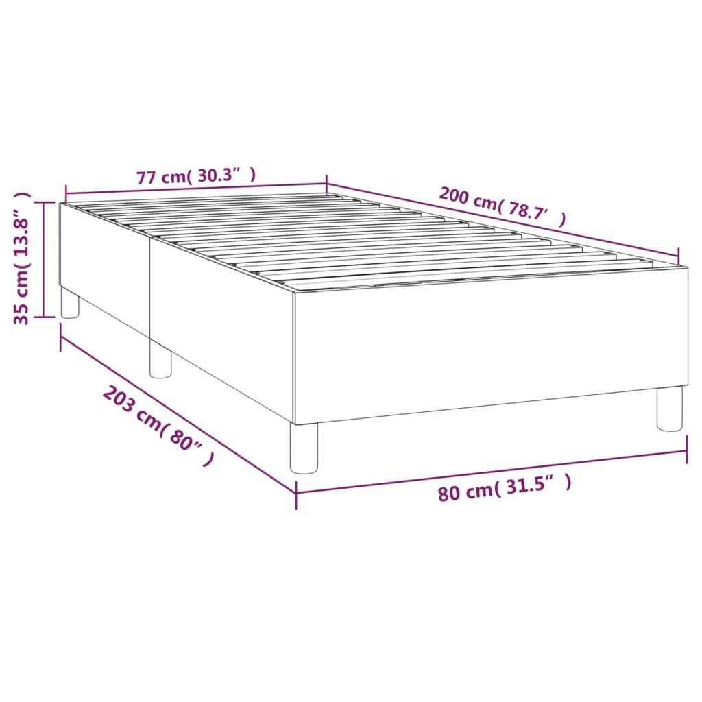 vidaXL Lovos rėmas su spyruoklėmis, baltas, 80x200cm, dirbtinė oda kaina ir informacija | Lovos | pigu.lt