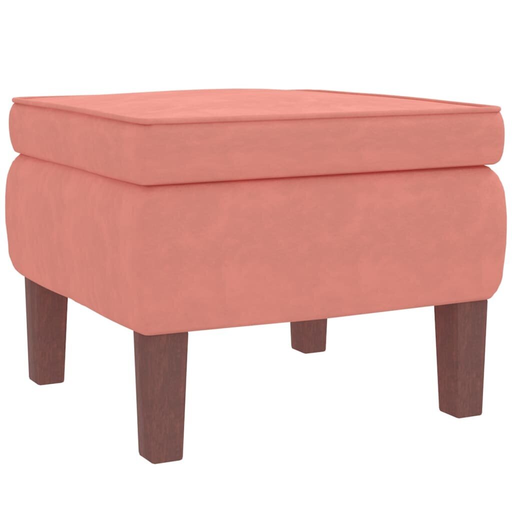 Supama kėdė su medinėmis kojomis ir taburete, Aksomas, rožinė spalva kaina ir informacija | Svetainės foteliai | pigu.lt