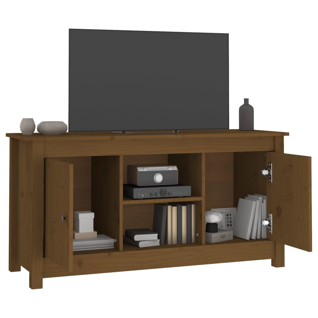 Televizoriaus spintelė, medaus ruda, 103x36,5x52cm, pušis kaina ir informacija | TV staliukai | pigu.lt