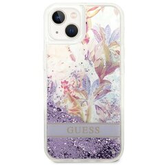 Dėklas telefonui GUESS Flower Liquid Glitter Hardcase - iPhone 14 Plus, violetinė kaina ir informacija | Telefono dėklai | pigu.lt