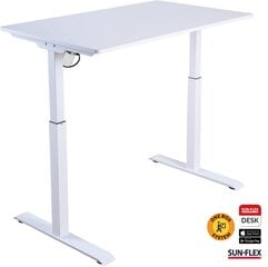 Reguliuojamo aukščio stalas SUN-FLEX®EASYDESK ELITE, elektrinis, vieno variklio, baltas rėmas, 120x60 cm baltas stalviršis kaina ir informacija | Kompiuteriniai, rašomieji stalai | pigu.lt